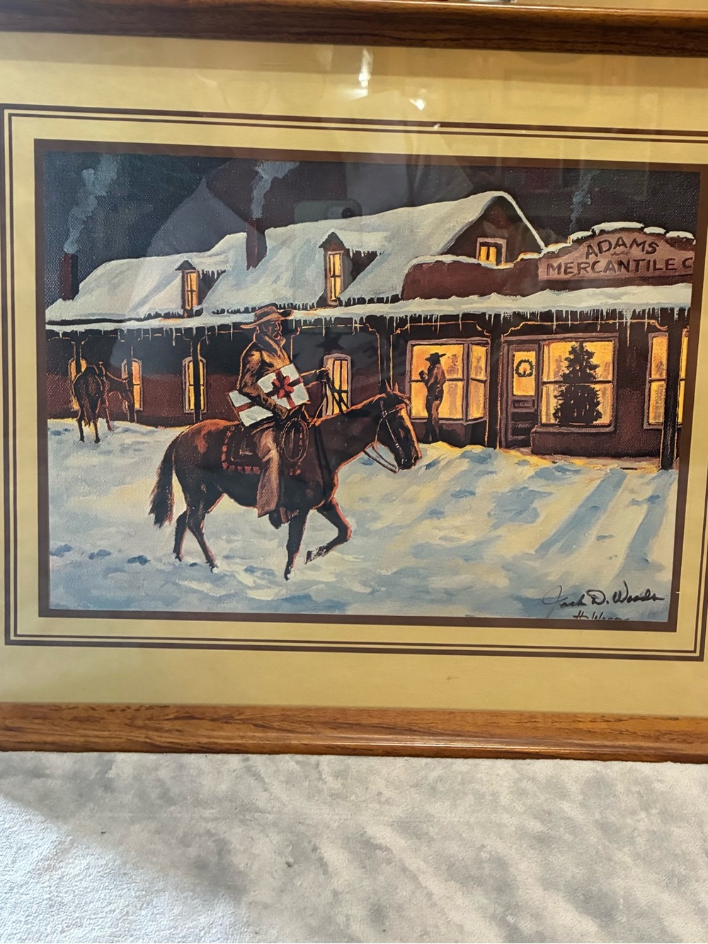 Winter Mail Carrier Horse Painting reproduction Home Art 20x16